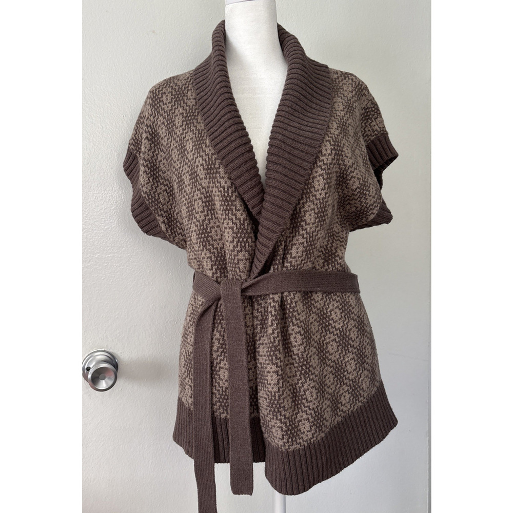 Banana Republic Rabbit Hair Blend Open Cardigan Sweater Sleeveless Belted Size M